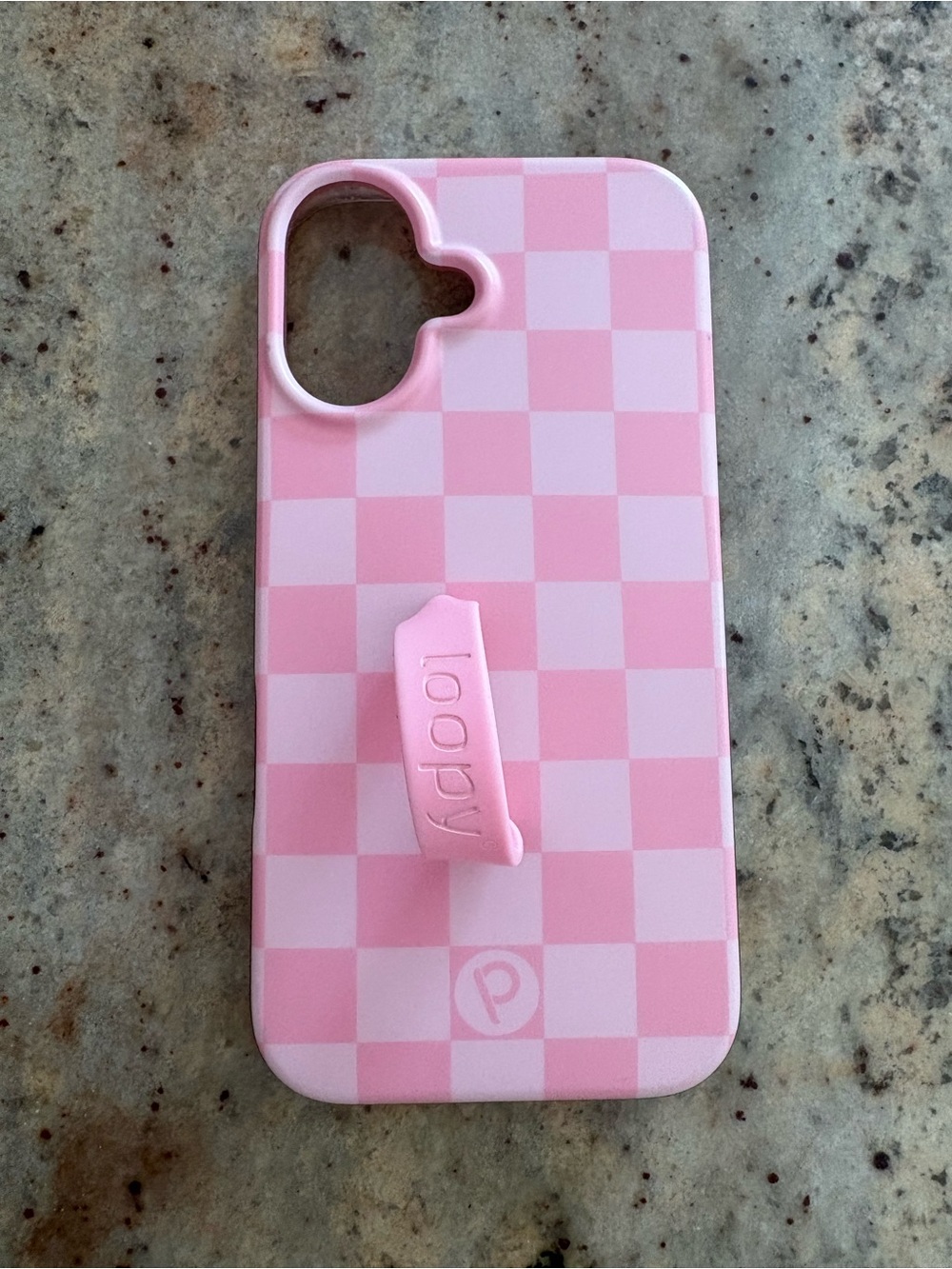 Loopy Case Pink Checkered iPhone Case with Grip. Iphone 16